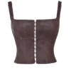 Pia Brown Vegan Leather Corset