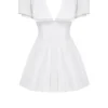 Piera White Pleated Mini Dress