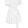 Piera White Pleated Mini Dress