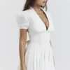 Piera White Pleated Mini Dress