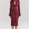 Pierette Berry Lace Midi Dress