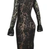 Pierette Black Lace Midi Dress