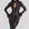 Pierette Black Lace Midi Dress