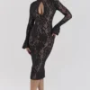 Pierette Black Lace Midi Dress