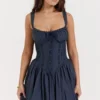 Pietra French Navy Corset Mini Dress