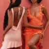 Pixie Flame Orange Ruffle Maxi Dress