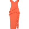 Pixie Flame Orange Ruffle Maxi Dress