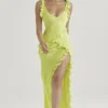 Pixie Lime Ruffle Maxi Dress