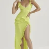 Pixie Lime Ruffle Maxi Dress