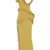 Pixie Olive Ruffle Maxi Dress