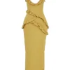 Pixie Olive Ruffle Maxi Dress