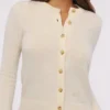 Poppie Ivory Wool + Cashmere Floral Embroidered Cardigan