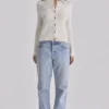 Poppie Ivory Wool + Cashmere Floral Embroidered Cardigan