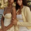 Dahlia Lemon Cotton Princess Cut  Midi Sundress