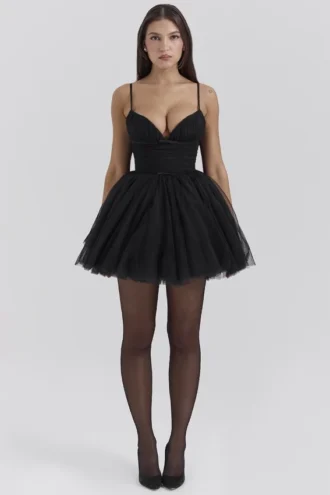Princess Black Tulle Mini Dress