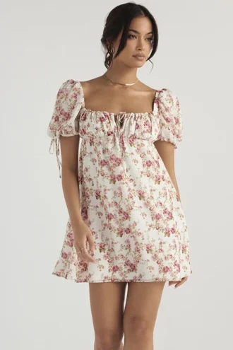Princess Rose Print Mini Dress