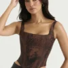 Rafa Antique Copper Satin Longline Corset