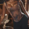 Rafa Antique Copper Satin Longline Corset