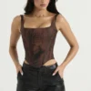 Rafa Antique Copper Satin Longline Corset