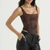Rafa Antique Copper Satin Longline Corset
