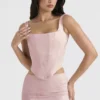 Rafa Pink Floral Satin Longline Corset