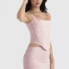 Rafa Pink Floral Satin Longline Corset