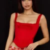 Rafa Scarlet Satin Longline Corset