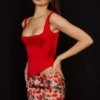 Rafa Scarlet Satin Longline Corset