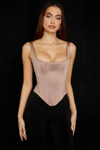 Rafa Stone Satin Longline Corset