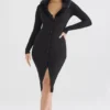 Raine Black Faux Fur Trim Dress