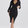 Raine Black Faux Fur Trim Dress