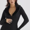Raine Black Faux Fur Trim Dress