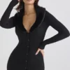 Raine Black Faux Fur Trim Dress