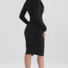 Raine Black Faux Fur Trim Dress