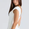 Raisa White Square Neck Twill Midi Dress