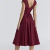 Raisa Wine Lace Back Twill Midi Dress