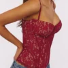 Rania Wine Lace Corset Top