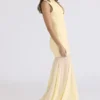 Raphaella Butter Yellow Keyhole Maxi Dress