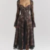 Raquel Black Lace Corset Midi Dress