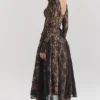 Raquel Black Lace Corset Midi Dress