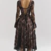 Raquel Black Lace Corset Midi Dress