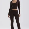 Raquel Chocolate Cashmere Blend Scoop Neck Top