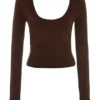 Raquel Chocolate Cashmere Blend Scoop Neck Top