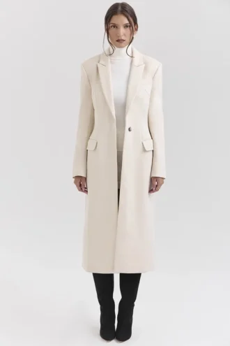 Remi Ivory Single Breasted Long Coat
