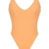 Rhodes Light Orange Plunge One Piece Swimsuit