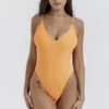 Rhodes Light Orange Plunge One Piece Swimsuit