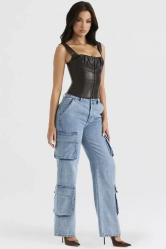 Ria Blue Washed Utility Jeans