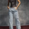 Ria Blue Washed Utility Jeans