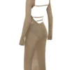 Roberta Tan Knit Midi Dress