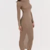 Roberta Tan Knit Midi Dress
